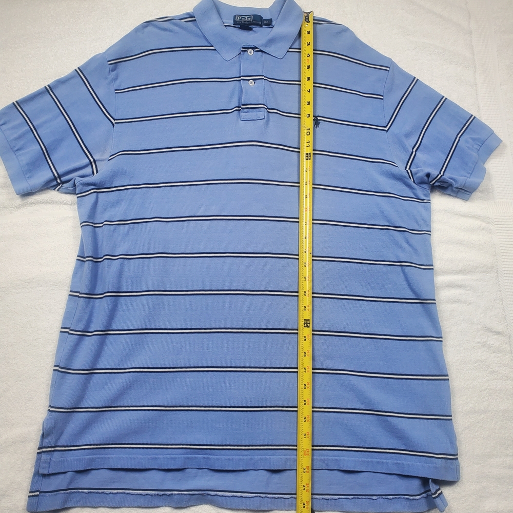 Polo Ralph Lauren Mens 2XL Polo Shirt Blue Stripe Short Sleeve Cotton Pony XXL - Picture 6 of 9